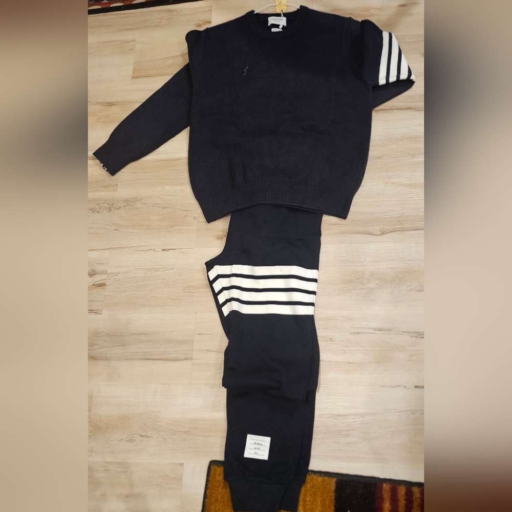 Thom Browne Stripe Cotton Sweatshirt and Jogger